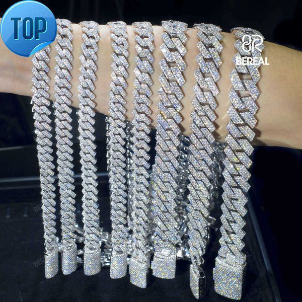 

Factory Price Wholesale 8mm 10mm 12mm 14mm Moissanite Cuban Chain Bracelet Pass Diamond Tester 925 Silver Cuban Link Necklace