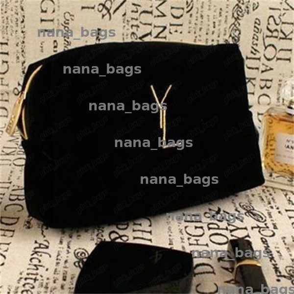 

Designer Makeup Bag Embroidered Velvet Cosmetic Bags Cases Wash Bags Luxury Letters Corduroy Make Up Purse Cosmetic Pouch Clutch Purses 24662BF, Black