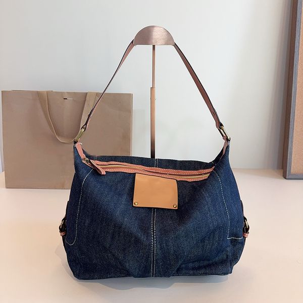 

Designer bags Classic Luxury Women Denim Shoulder bag Travel bag Handbag Beach bag Shopping Bag Large capacit Tote Messenger bag 27M, Blue