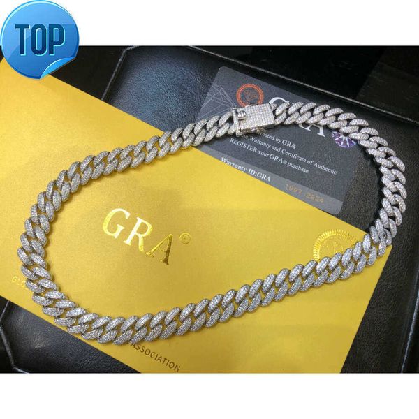 

Jwy Hip Hop Moissanite Jewelry 12mm 925 Sterling Silver Cuban Link Chain Necklaces Pass Diamond Tester Silver Chain for Men