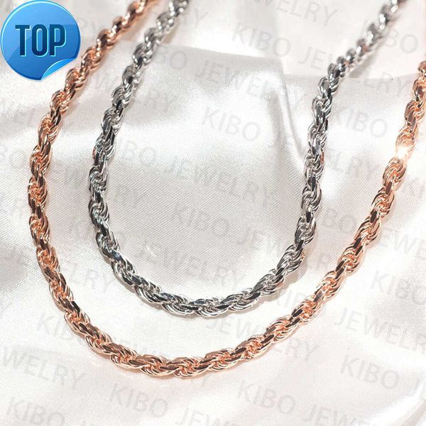 

Hip Hop Jewelry 18k Gold Plated 4.2mm 925 Sterling Silver Men Rope Chains for Small Pendant