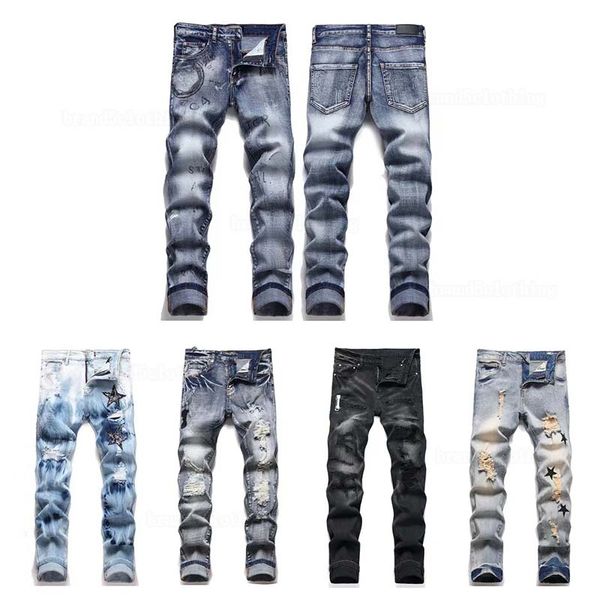

Jeans designer for mens pants white black rock revival biker man pant Broken hole embroidery Hip Hop Denim Pants letter jeans pantalones, #a001
