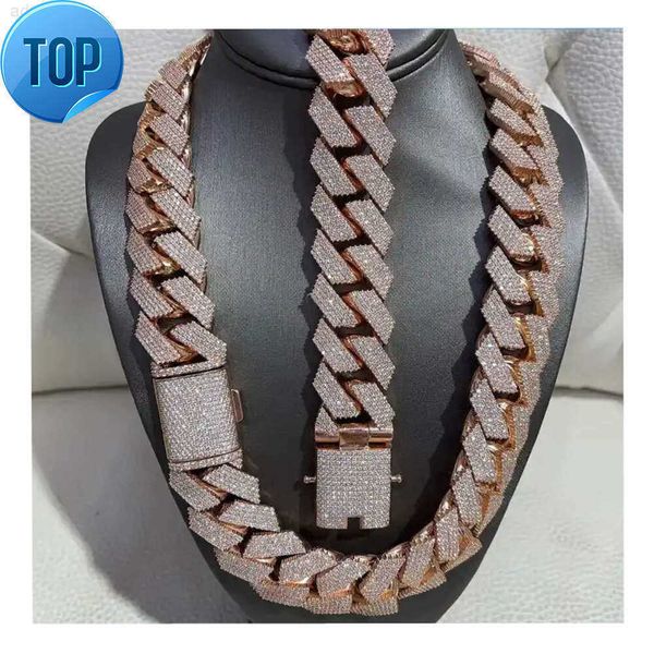 

Hip Hop Rapper Cuban Chain 925 Silver 25mm Wide 4 Rows Vvs Moissanite Full Iced Out Cuban Link Chain Necklace