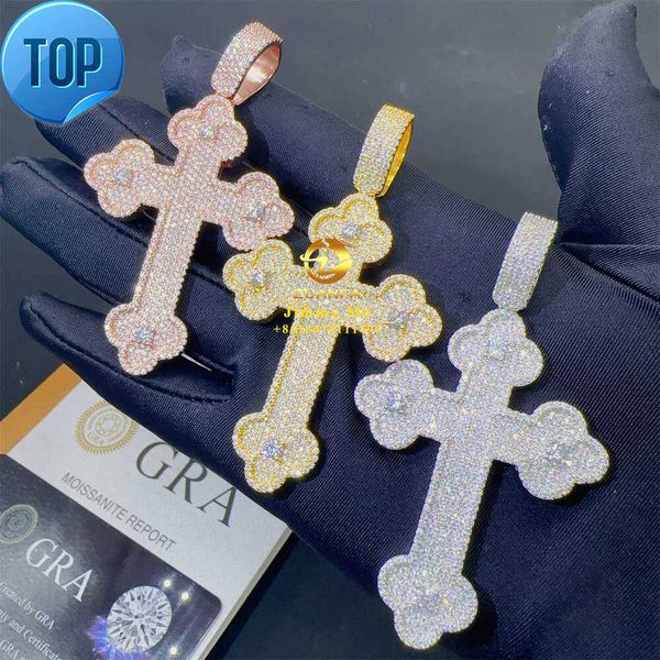 

Gra New Arrivals Pass Diamond Tester Hip Hop Pendant 925 Sterling Silver Vvs1 Moissanite Diamond Cross Pendant Necklace