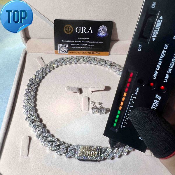 

Custom Jewelry Miami Necklace 14mm 925 Sterling Silver Vvs Moissanite Iced Out Diamond Hip Hop Cuban Link Chain