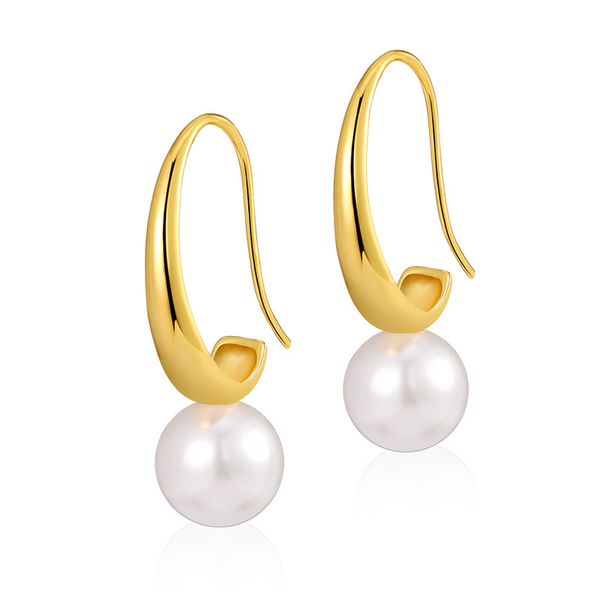 

European-American Inspired Pearls Earrings in 18K Gold Plate - Classic Baroque Design with Durable Ear Clasp