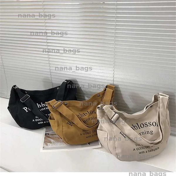 

2025 Letter Printed Canvas Single Shoulder Bag Student Large Capacity Messenger Tote Bags Solid Leisure Handbag Shopper Crossbody Bag BFP2411301 PTP2, Brown