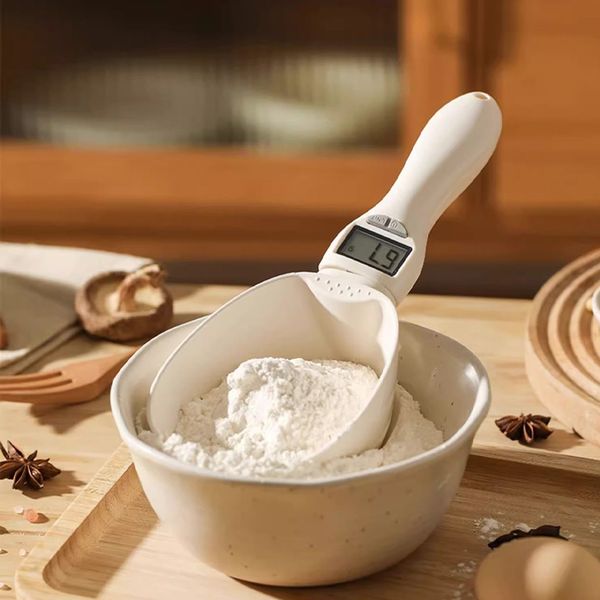 

Pet Food Scale LCD Electronic Precision Weighing Tool Dog Cat Feeding Food Measuring Spoon Digital Display Kitchen Scale, Grey