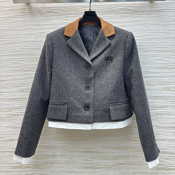 

Designer Womens Two Piece Dress Wool Coat Womens Outerwear Flash Diamond Girls Feeling Academic atmosphere belt Metal Cute label, Black
