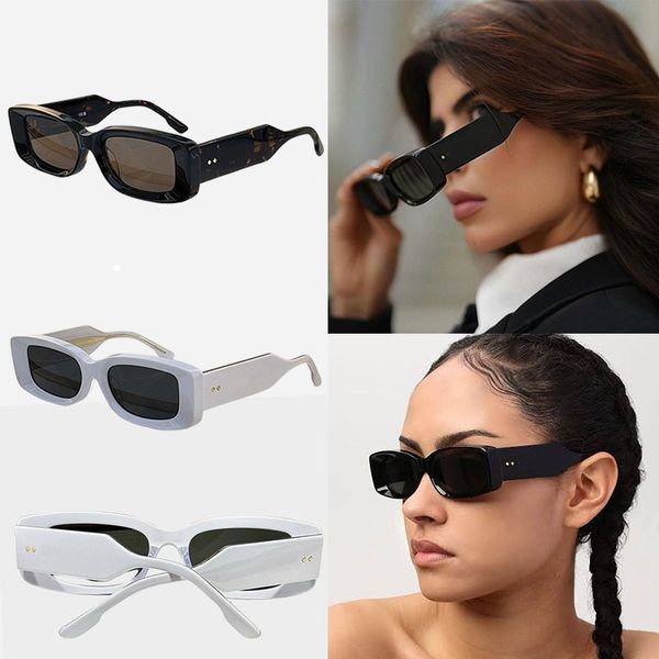

Classic Fashion Black White Rectangular Frame Sunglasses 1528S Elegant And Compact Style Glasses Womens Mens Summer Popular UV Protection Eyeglass