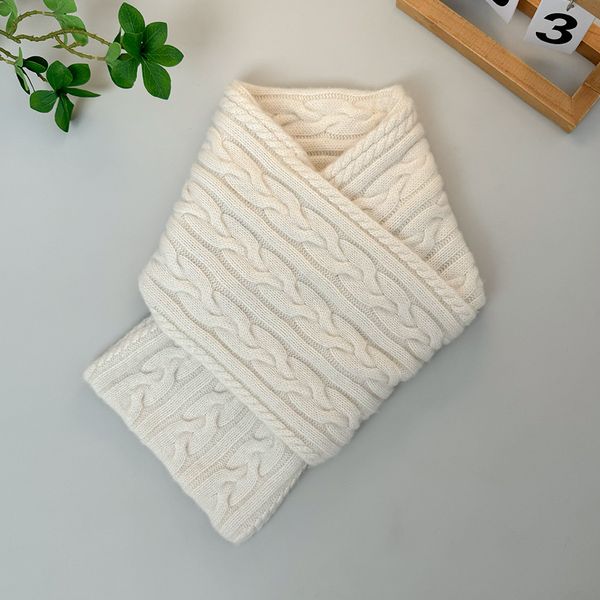 

10691 Winter new solid color cross warming scarf perforated scarf unisex thick neck
