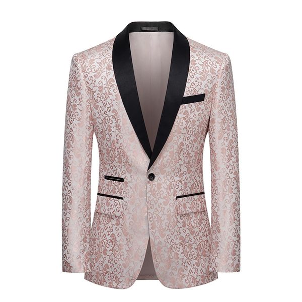 

H319 Pink embroidered shawl collar suit for men, simple business casual, Yellow