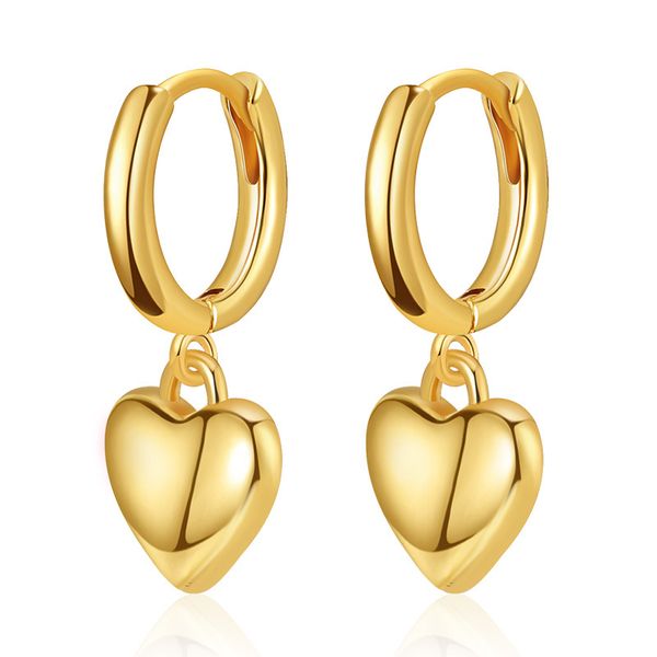 

Peach Heart Ear Buckle Color Preserved European and American Trendy Style Plated with 18K Genuine Gold Classic Style Versatile Business Chic Simple Ear Ring