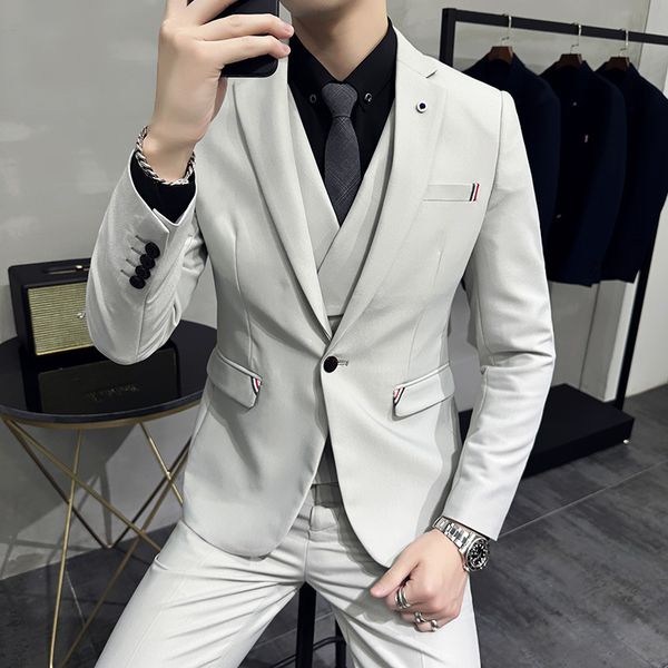 

H312 Business suit men's Korean style slim fit solid color suit wedding suit, Silver