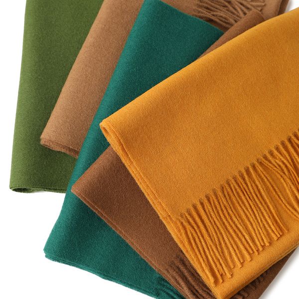 

Scarf solid color warm wool scarf fringe soft 10684