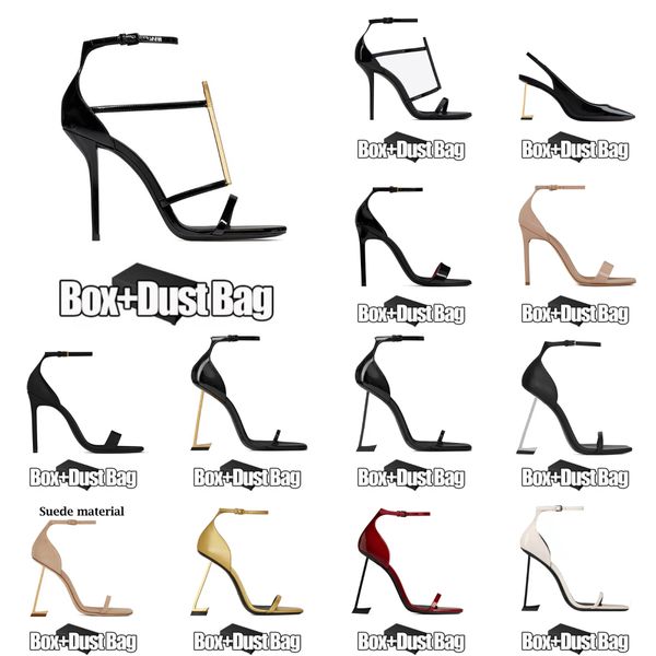 

designer women luxury dress shoes sandal sneakers high heels patent leather Gold Tone triple black nuede womens lady sandals party wedding office shoe sneaker, Color#19
