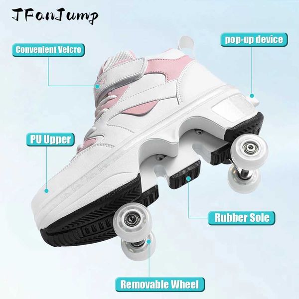 Girls Pink Roller Skate Shoes Sneakers With Wheels Children Rollerskates Fashion Outdoor Sports Shoes Girls Gifts S2608143D8D