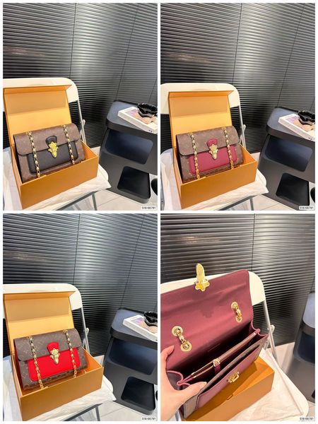 

women clutch bags shoulder chain crossbody designer Victory famous lady fashion letter hasp square plain new message Bag popular coin wallets, Red