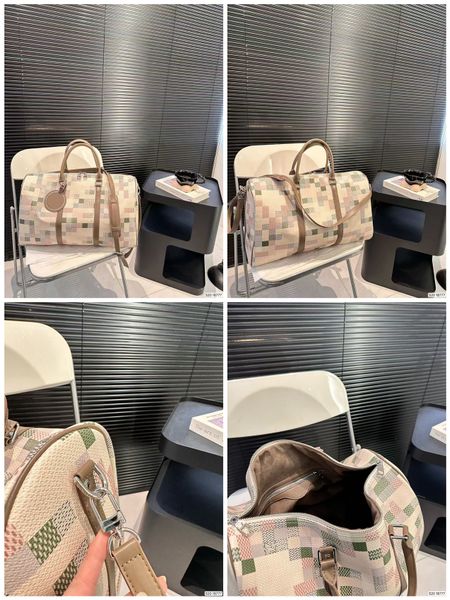 

Designer Classic 45cm Travel lage for men real leather Large check Bag handbag totes shoulder Bags mens womens Duffle large capacity travelg bag, 25cm