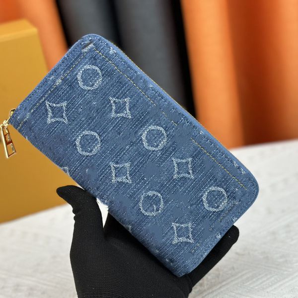 

M82957 Denim Short Wallets Coin Designers Bags Handbag Emed Printing Messenger Purse Card Holder pouch Laptop Bag, Blue a 11*8*12cm