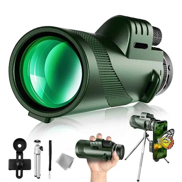 12X50 HD Monocular Telescope FMC BAK7 Prism Binoculars with Smartphone Holder Tripod for Hunting Hiking Traveling Bird WatchingXJ241212
