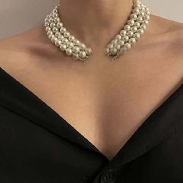 

Designer Necklace For Woman Multilayer Pearl Rhinestone Orbit Luxury exquisite Necklace Clavicle Chain Baroque Pearl Necklaces for Jewelry Accessories