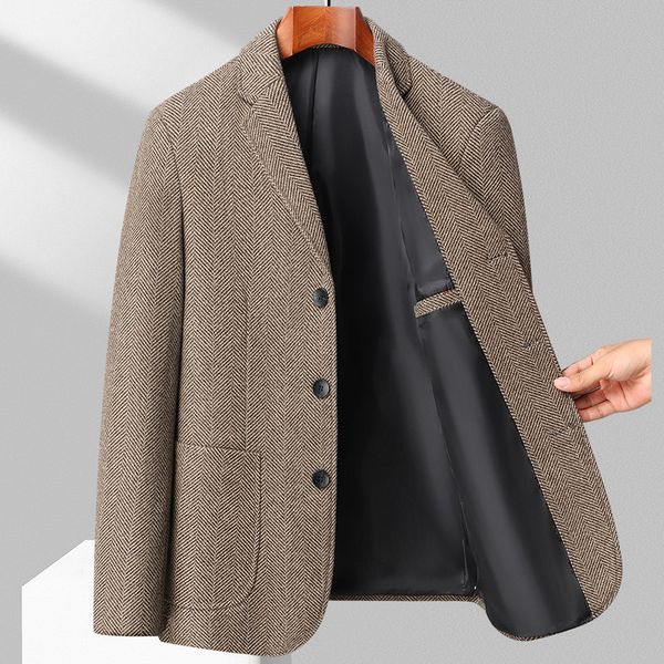 

H198 Wool casual men's suit jacket for business commuting, Yellow