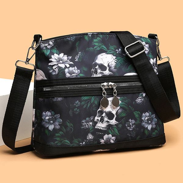 

Mirror Fashion Wer Skull Pattern Crossbody Bags Women, Large Capacity Casual Graffiti Shoulder Bag For Halloween Gift, Blue