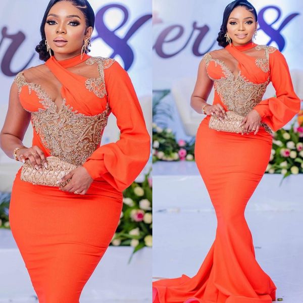 

Orange Mermaid Prom Dresses 2025 Lace Satin Vintage Evening Formal Party Second Birthday Engagement Gowns Plus Size Dress For Special Occasions, Dark navy