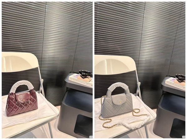 

Mini Shopping Bag Designer Women Handbag 19cm Calfskin Crossbody For Shoulder high quality Chain Dia Lattice crossbody bag, Grey