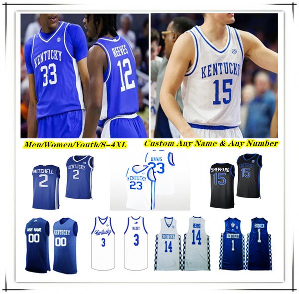 

Kentucky UK College Basketball Jersey Otega Oweh Lamont Butler Jaxson Robinson Koby Brea Andrew Carr Amari Williams Brandon Garrison Reeves Booker Davis 4XL, Men blue style2