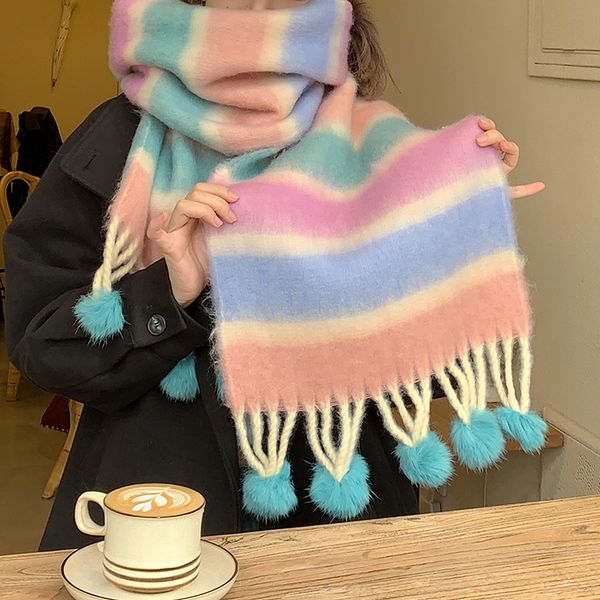 

mohair rainbow striped scarf --86523