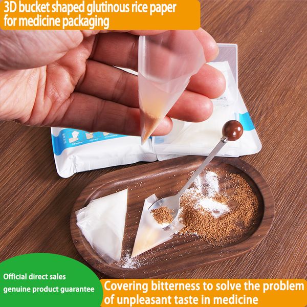 

Edible flour wrapped glutinous rice paper funnel-shaped non folding mini swallowing tool for children and the elderly, anti stick