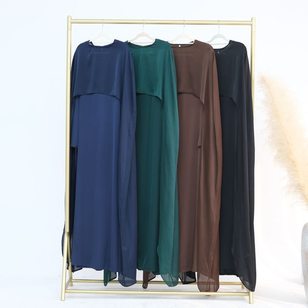 

CH58923 Plus size women's fitted waist elegant robe two-piece set 2025 spring and summer new style, Brown