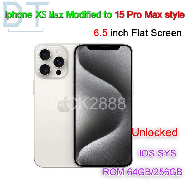 Refurbished Original Unlocked iphone XS MAX Covert to iphone 15 Pro max Cellphone with 15pro max Camera appearance 3G RAM 64GB 128GB 256GB ROM Mobilephone,A+Condition