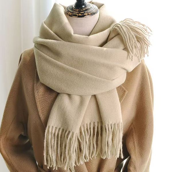 T012 solid color cashmere scarf female winter thick warm Korean version cold autumn and winter student all-match thick long scarf