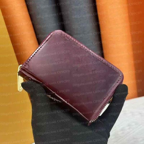 

10A Quality Women Cosmetic Bag, Short Zipper, Money Clip, Small Card Holder, Credit Card Bag, Business Card Holder, Designer Wallets Bags, With Box, Light pink