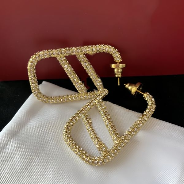 2024 earrings designer for women stud luxury gold heart shape pearl crystal gold double letter 925s silver jewelry