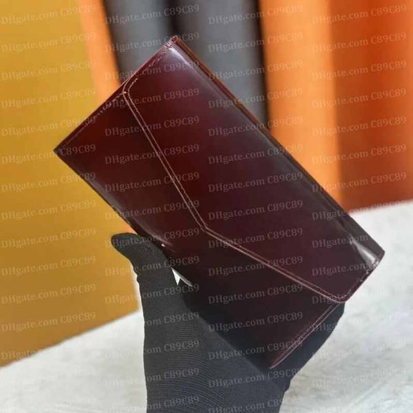 

10A Quality Women's Cosmetic Bag, Patent Leather, Long Zipper, Wallet, Flip Envelope Bag, Clutch Bag, Credit Card Bag, Designer Wallets Bag, With Box, Zippered red