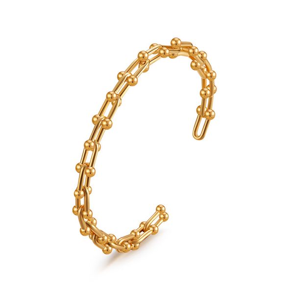 

Metallic horseshoe chain design simple bracelet cool style hollowed out design niche personality bracelet
