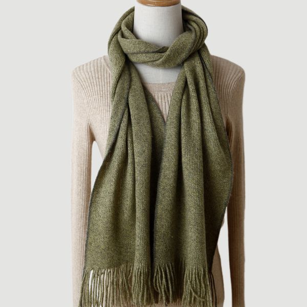 

Tassel style solid color knitted pure wool scarf --83619