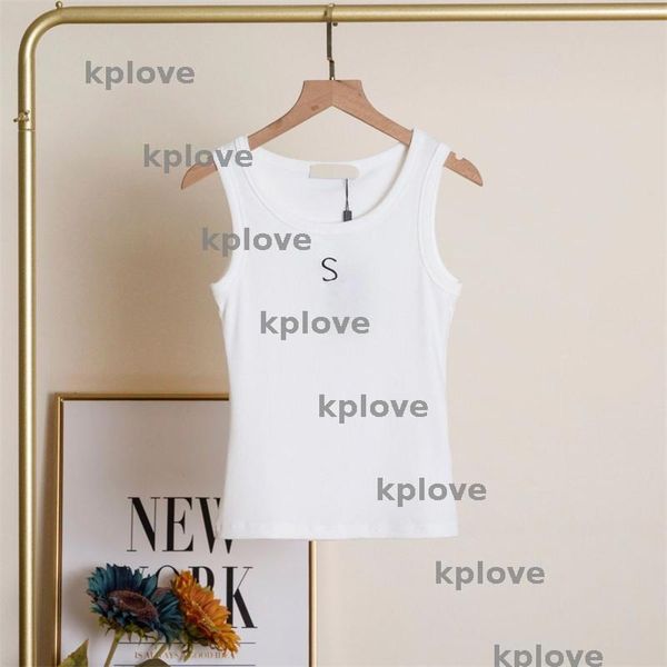 

Designer Vest Top Women Embroidered Thread Sling Top Luxury Clothes Teeshirt Tank Letter Short Tops Tee Croptops Sexy Fashion T Shirt Knitted Tees, Black