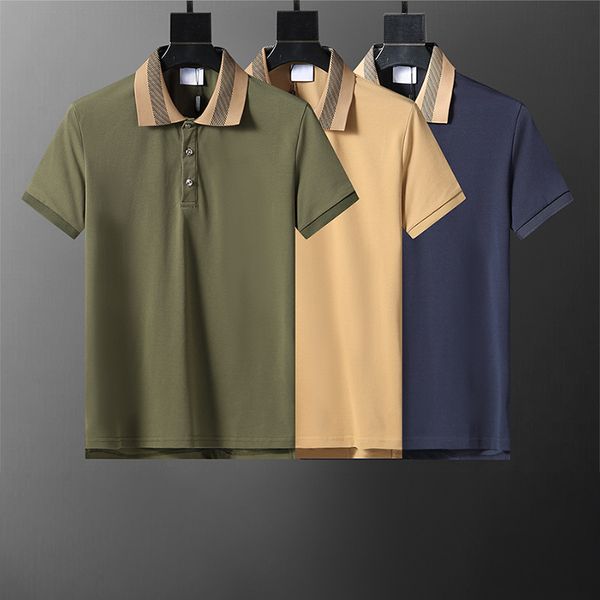 

men polo 2025ss designer t shirt classics plaid polo shirt man fashion summer polos luxury men tshirts, Deep blue