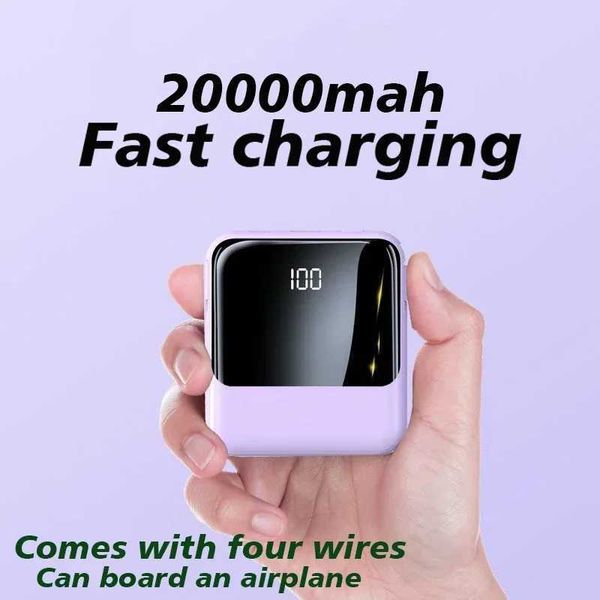 4-wire Power Bank 20000mAh Large Capacity Fast Charging tra-thinfor Mobile Phones Universal Mobile Power Spare battery Z241220
