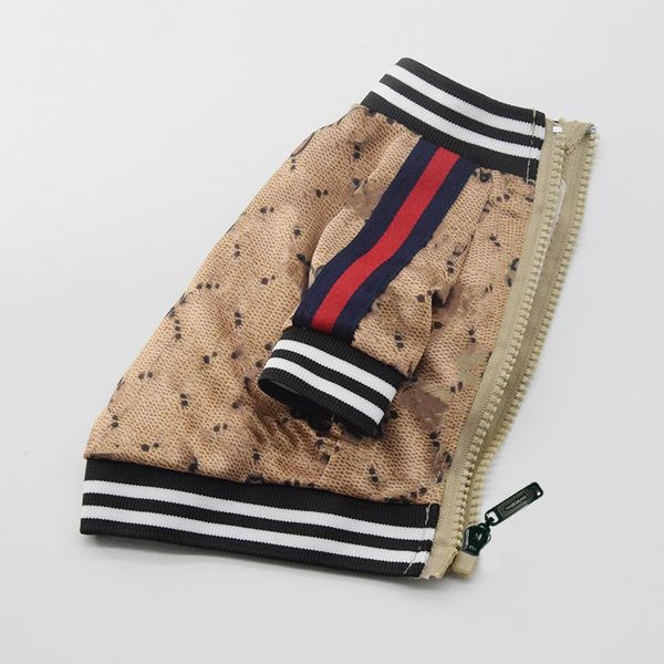 

Designer Dogs Clothes Jackets Light Thin Dog Apparel Classic Printed Pattern Spring and Summer Pet Coats for Small Doggy French Bulldog Brown XL A369
