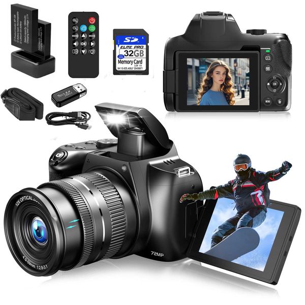 Digital Cameras 4K HD Camera for Photography 12X Optical Zoom Vlogging YouTube 72MP WiFi Auto Focus Livestream Video S2412214