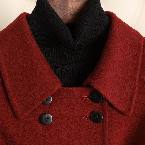 D10162 Double-faced cashmere coat for women 2024 autumn and winter new style over knee Hepburn style temperament fashion