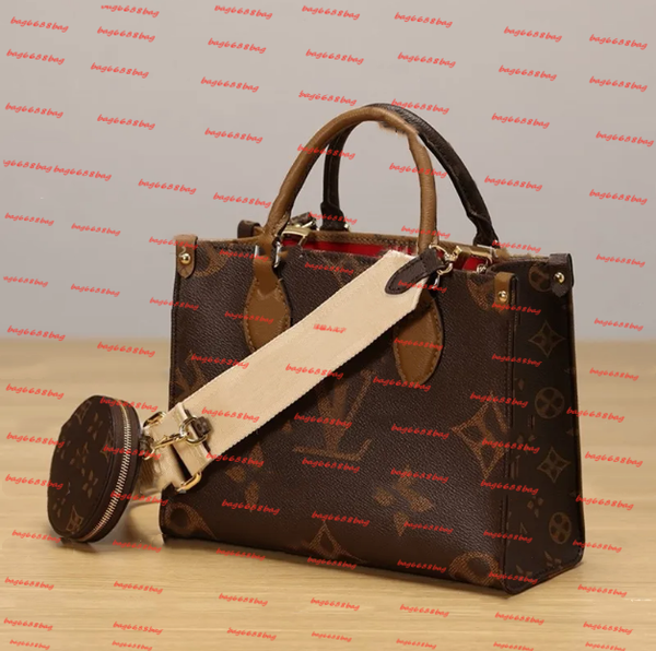

Women designers On The Go East West wallet PM weekend Reverse Canvas Tote Bag with Round Coin Wallet Designer Handbag Shoulder Bags, Camel