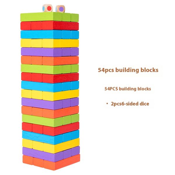 Wooden Stacking Game Colorful Building Blocks Toys Classic Balance Brain Game Toys Intellectual Educational Toys for Kids