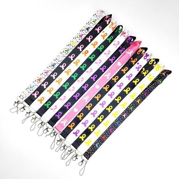

Prevention of Breast Cancer Red Ribbon Women Funny art Lanyard Neck Key Strap for Phone Keys ID Card Cartoon webbings ribbons dhgate